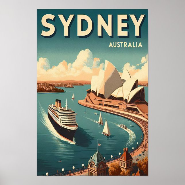 Affiche de voyage rétro Sydney Australie (Devant)