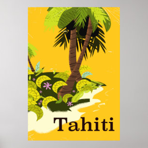 Affiche de voyage rétro Tahiti