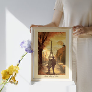 Affiche de voyage, Romance in Paris personnalisabl