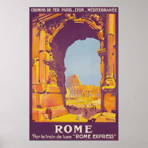 Affiche de voyage Rome Italie vintage Colisée Arc