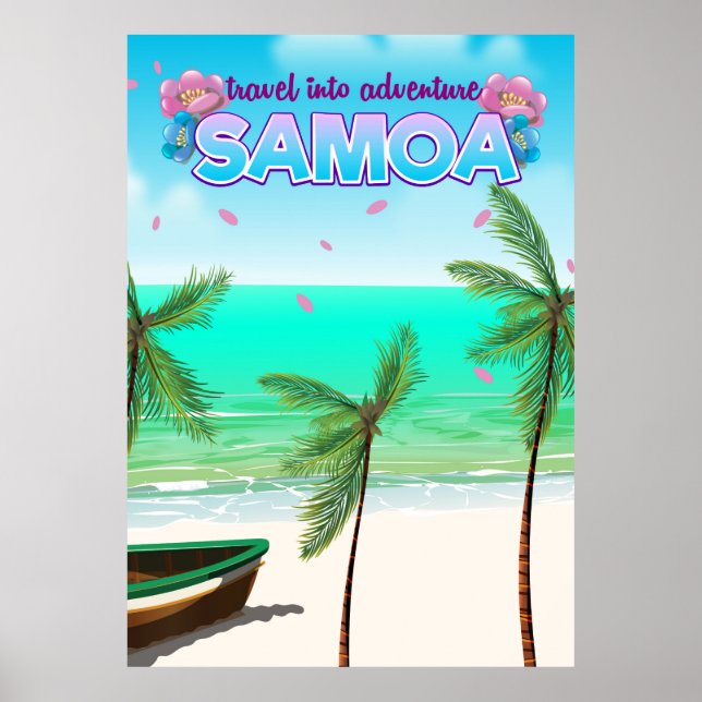 Affiche de voyage Samoa "voyage dans l'aventure". (Devant)