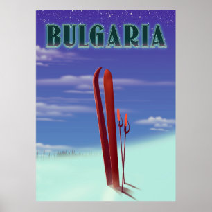 Affiche de voyage ski Bulgarie