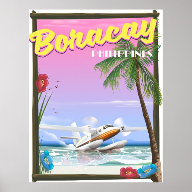 affiche de voyage sur la plage de Boracay aux Phil (Devant)