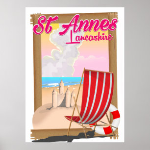 Affiche de voyage sur la plage de St Annes, Lancas