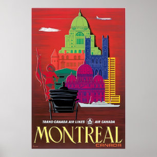 Affiche de voyage TCA Art Imprimé Canada Montréal