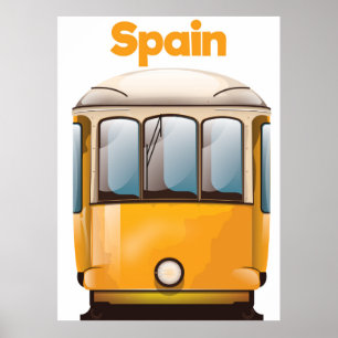 Affiche de voyage tramway jaune Espagne