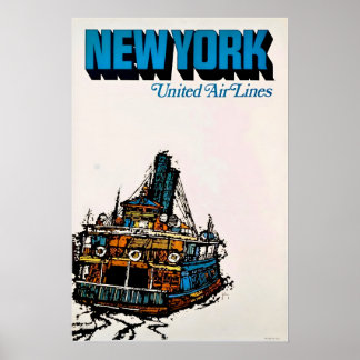 Affiche de voyage unie art NYC impression du port