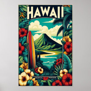 Affiche de voyage vintage à Hawaï