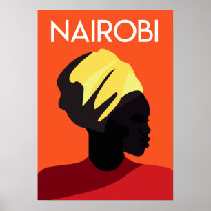 affiche de voyage vintage africaine de Nairobi