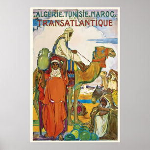 Affiche de voyage vintage Algérie Tunisie Maroc