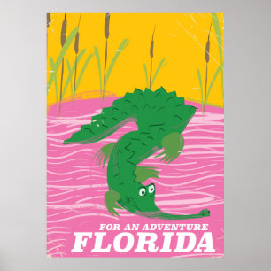 Affiche de voyage vintage Alligator Floride