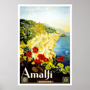 Affiche de voyage vintage Amalfi Italie Europe