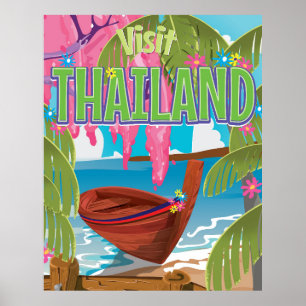 Affiche de voyage vintage amusante Thaïlande
