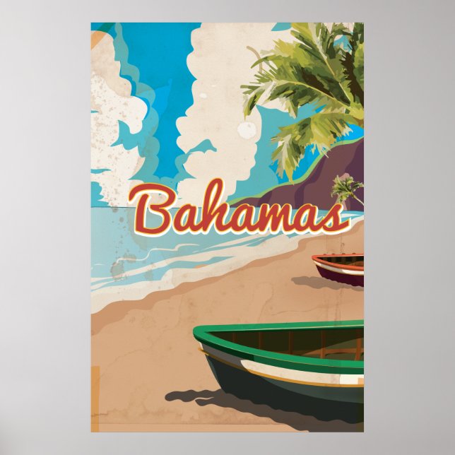 Affiche de voyage vintage aux Bahamas (Devant)