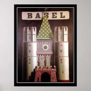 Affiche de voyage vintage Bâle Suisse