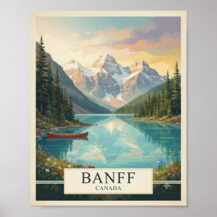 Affiche de voyage vintage Banff Canada Lac Louis