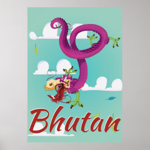 Affiche de voyage vintage Bhoutan