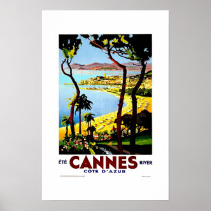 Affiche de voyage vintage Cannes France
