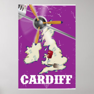 Affiche de voyage vintage Cardiff Pays de Galles