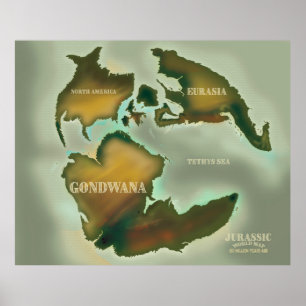 Affiche de voyage vintage carte jurassique.