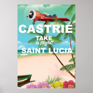 Affiche de voyage vintage Castrie Sainte Lucie