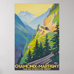 Affiche de voyage vintage Chamonix Martigny