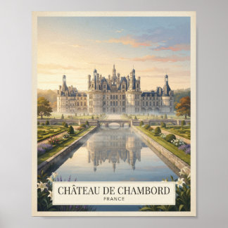 Affiche de voyage vintage Château de Chambord Fran