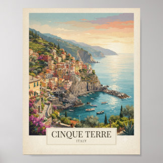 Affiche de voyage vintage Cinque Terre Italie | It