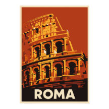Affiche de voyage vintage Colisée de Rome Italie 