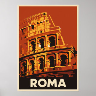 Affiche de voyage vintage Colisée de Rome Italie