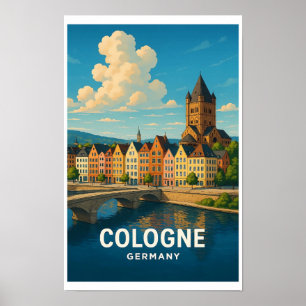 Affiche de voyage vintage Cologne Allemagne - Colo