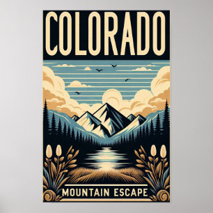 Affiche de voyage vintage Colorado Mountain Escape