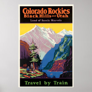 Affiche de voyage vintage – Colorado Rockies, Noir