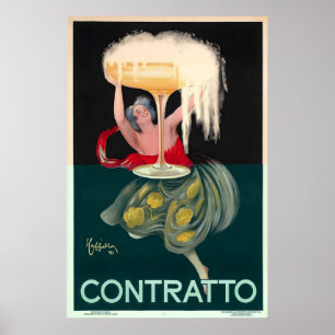 Affiche de voyage vintage Contratto Nourriture et 