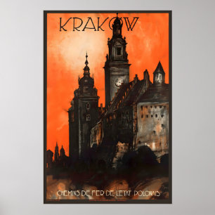 Affiche de voyage vintage Cracovie Pologne