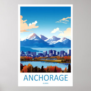 Affiche de voyage vintage d'Anchorage Ski Parc nat