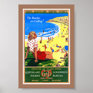 Affiche de voyage vintage d'Australie restaurée