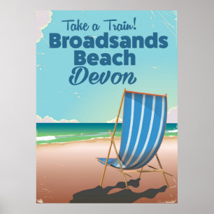 Affiche de voyage vintage de Broadsands Beach Devo