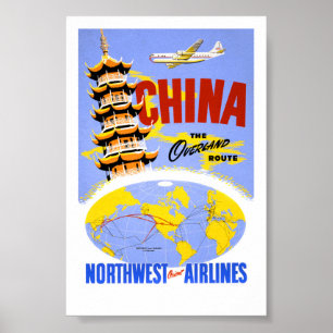 Affiche de voyage vintage de Chine restaurée