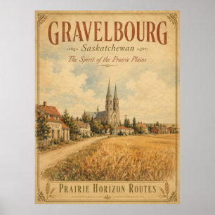 Affiche de voyage vintage de Gravelbourg Saskatche