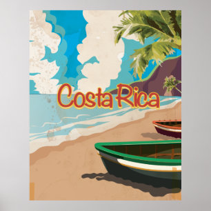 Affiche de voyage vintage de la plage du Costa Ric