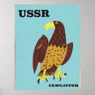 affiche de voyage vintage de l'aigle URSS