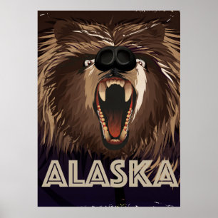 affiche de voyage vintage de l'Alaska