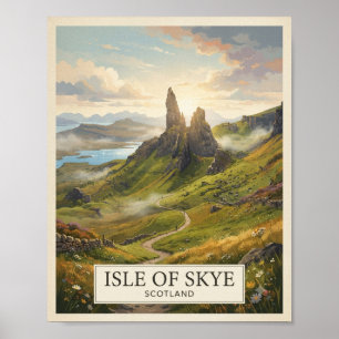 Affiche de voyage vintage de l'île de Skye en Écos