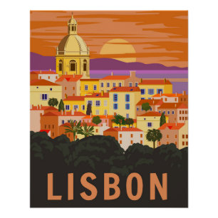 Affiche de voyage vintage de Lisbonne