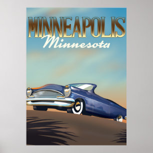 Affiche de voyage vintage de Minneapolis, Minnesot