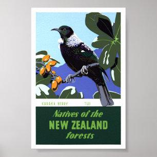 Affiche de voyage vintage de Nouvelle-Zélande rest