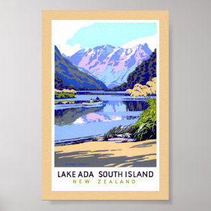 Affiche de voyage vintage de Nouvelle-Zélande rest