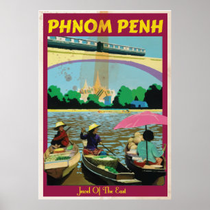 Affiche de voyage vintage de Phnom Penh