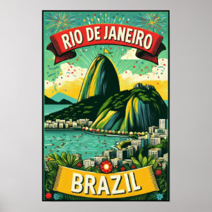 Affiche de voyage vintage de Rio de Janeiro